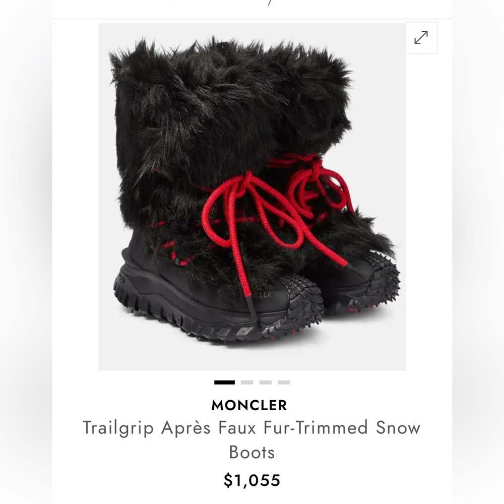 Moncler Black Winter Boots with Red Fur Trim